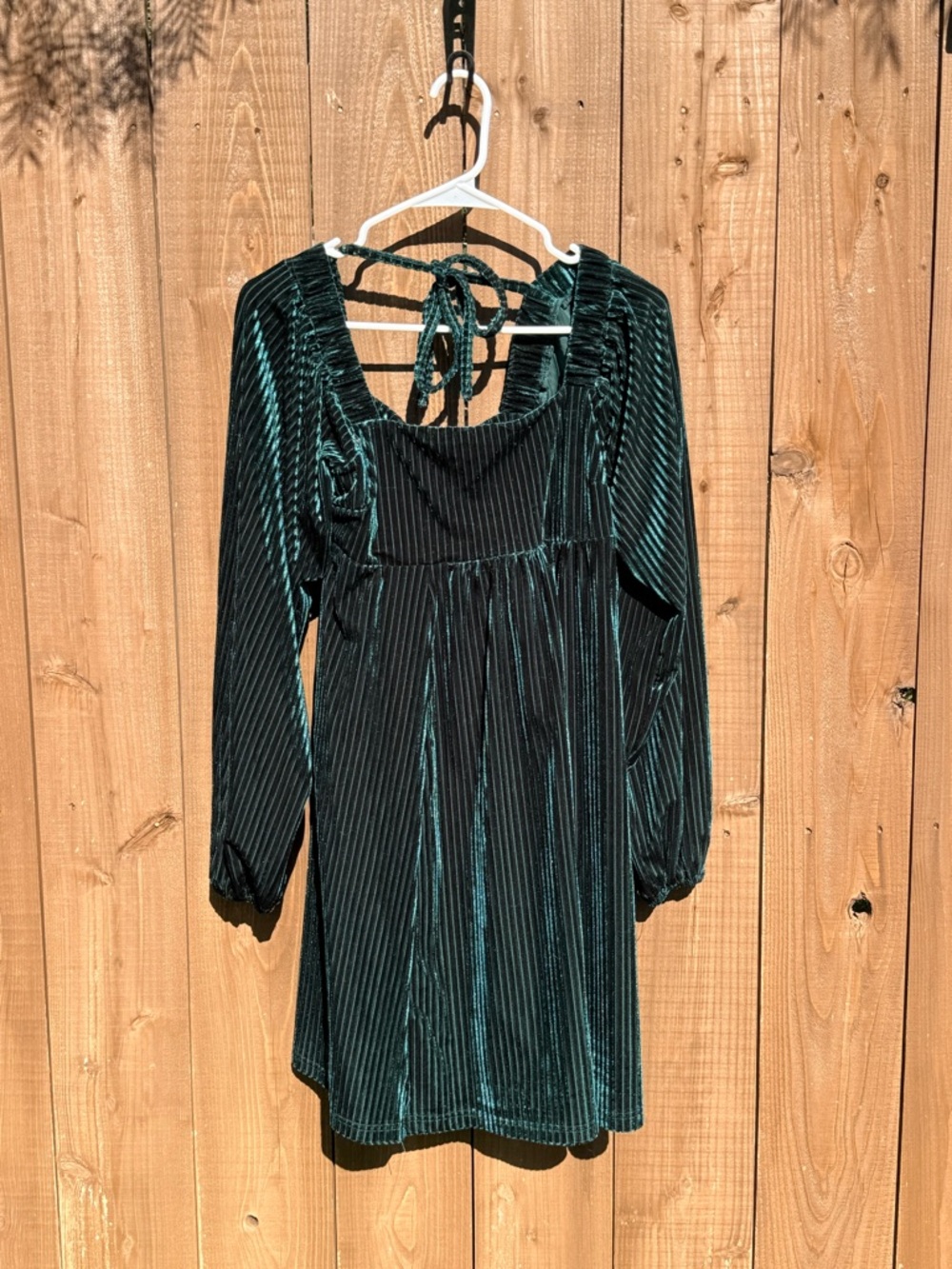 Velvet Green Long Sleeve Dress